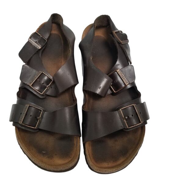 BIRKENSTOCK Milano Brown Leather Habana Ankle Strap Sandal Mens Sz EU 44 US M11 - Picture 2 of 9